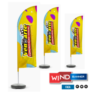 WIND BANNER - FACA   ( G ) Extrutura de Aluminio 2,90 x 0,65  Tecido 2,40 ( Tactel Premium )  Confira o Gabarito antes de enviar a sua Arte