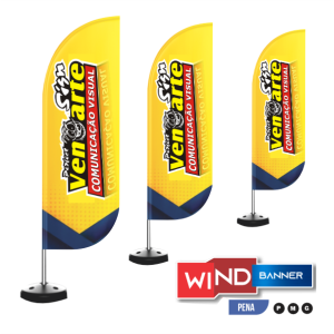 WIND BANNER - PENA   ( G ) Extrutura de Aluminio 2,90 x 0,65  Tecido 2,40 ( Tactel Premium )  Confira o Gabarito antes de enviar a sua Arte